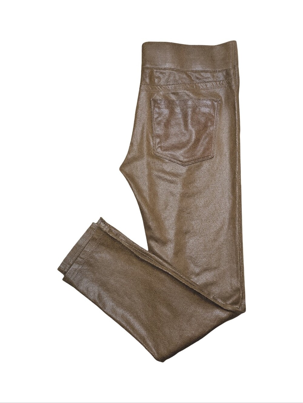 Chestnut Brown Faux Leather Pull on Skinny Pants The Anna Sint Jean By Lola Jean